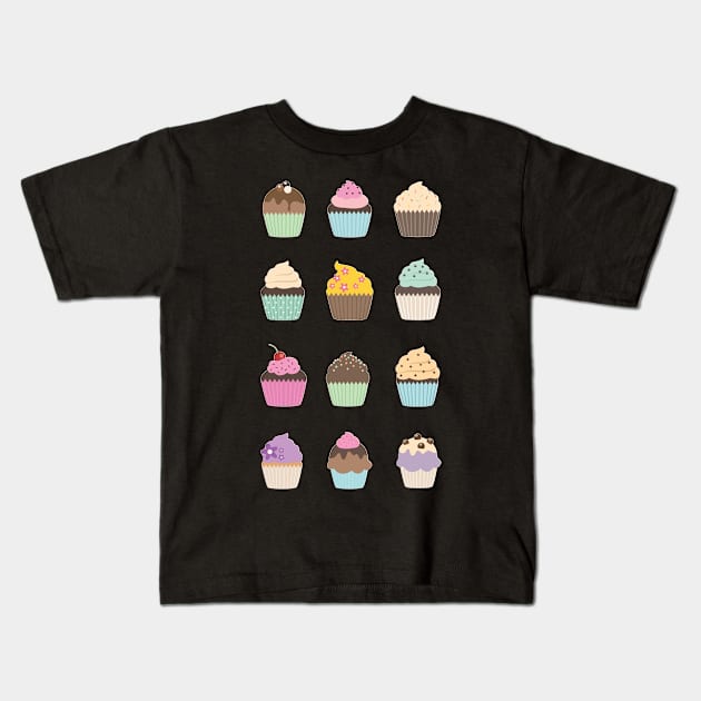 Cupcake Multi Design Set Kids T-Shirt by Amanda Jane